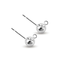 Sterling Silver Ball Stud with Hook - sold as a pair with backs