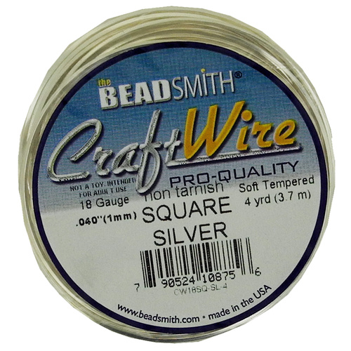 Craft Wire 18GA Square - Silver