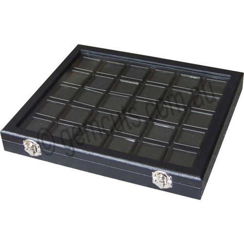 Gemstone Display Case with 30 Black Inserts (inserts 40mm x 40mm)