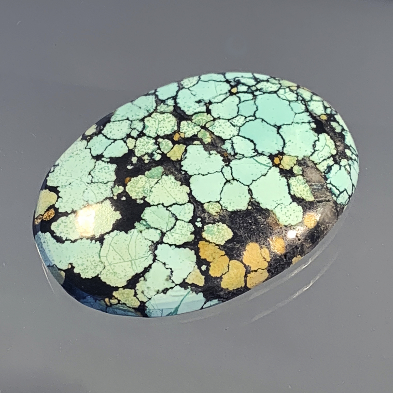 Chinese Spiderweb Turquoise Freeform Cabochon