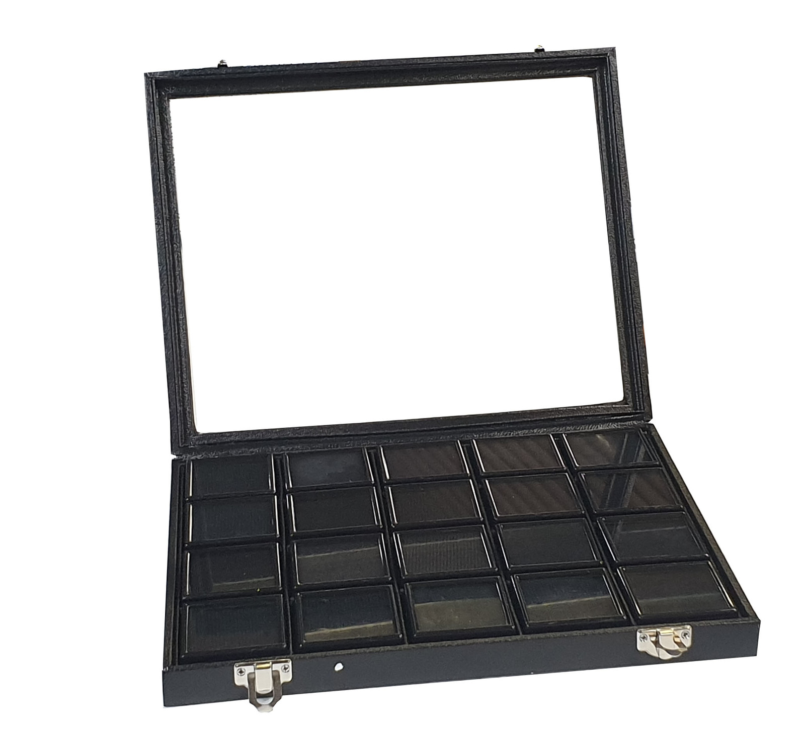 Gemstone Display Case with 20 Black Inserts 50mm x 50mm