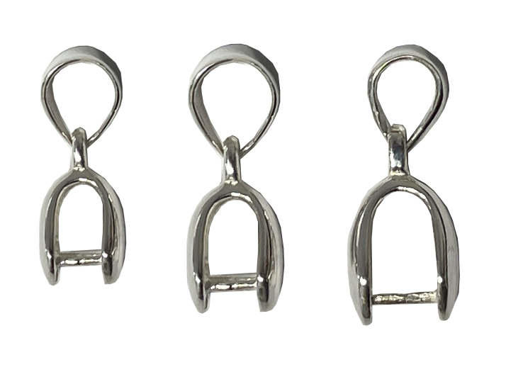 2 Pieces Rhodium Plated 925 Sterling Silver Pinch Clip Bail Pendant Clasps - #97022