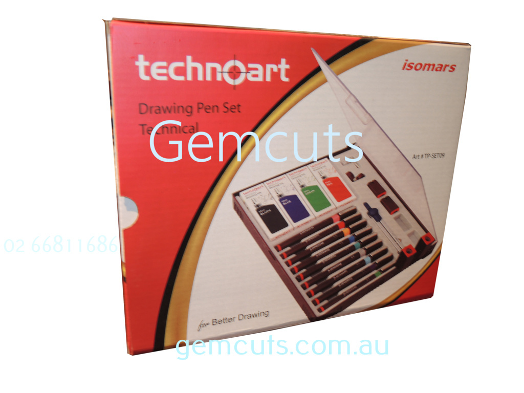 Technical Drawing Pens Set of 9 with Compass and Ink