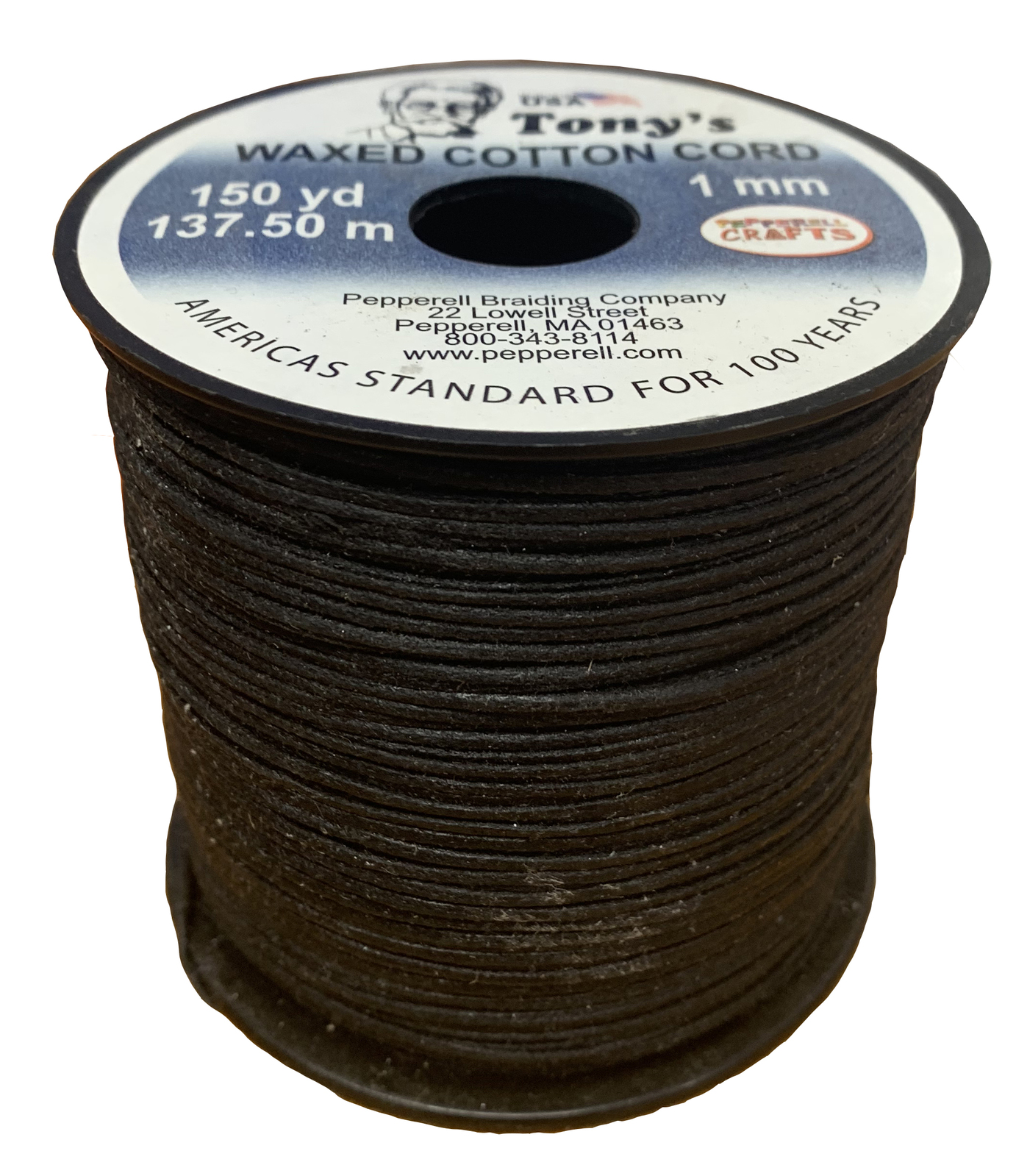 Supreme Waxed Cotton Cord Round Black 2mm Per Metre