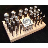 Doming Punch Set of 24 in Wooden Stand with Steel Doming Block