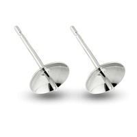 Sterling Silver Pearl Cup Studs Earring