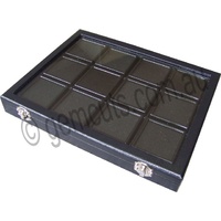 Gemstone Display Case with 12 Black 60mm x 60mm Inserts