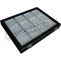 Gemstone Display Case with 12 White 60mm x 60mm Inserts