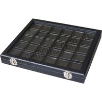 Gemstone Display Case with 30 BLACK Inserts (inserts 40mm x 40mm)