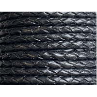 Leather Bolo Cord - Round - Black (Metre)