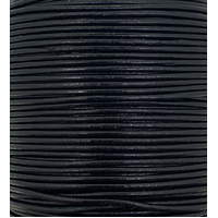 Leather Cord - Round - Black (Per Metre)