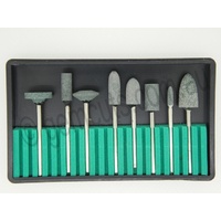 Mounted Abrasive Stone Burr Set of 8 - Coarse- (Green)
