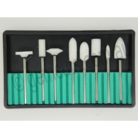 Mounted Abrasive Stone Burr Set of 8 - Fine- (White)