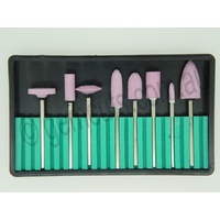 Mounted Abrasive Stone Burr Set of 8- Medium- (Pink)