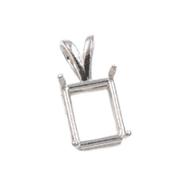 S/S Premium Pre-notched Emerald Pendant Setting