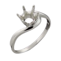Crescent Round Ring Setting - Sterling Silver