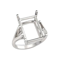 Premium Cathedral Split Shank Emerald Ring Setting - Sterling Silver