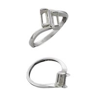 Double Tourmaline Ring Setting 2 x 6mm  Size 7 - Sterling Silver