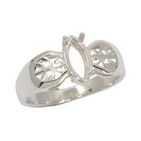 Filigree Marquis Ring Setting - Sterling Silver