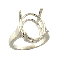Premium Oval Cathedral Shank Ring Setting - Sterling Silver