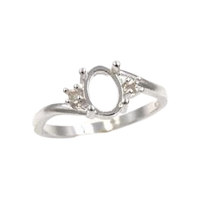 Oval Double Accent Low Profile Ring Setting