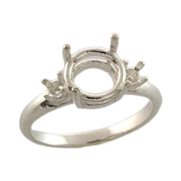 Premium Round Accented Ring Setting - Sterling Silver