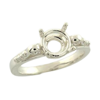 Premium Round Scroll Style Ring Setting - Sterling Silver