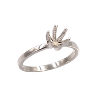 Premium Round Solitaire 6 Prong Ring Setting - Sterling Silver