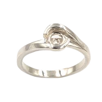Premium Semi Bezel Swirl Ring Setting Round - Sterling Silver