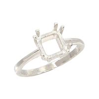 Square 8 Prong Ring Setting - Sterling Silver