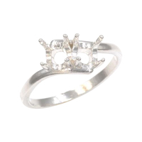 Two Stone Crossover Ring Setting Round - Sterling Silver