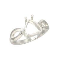 Vee Shank Trillion Ring Setting - Sterling Silver