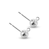 Sterling Silver Ball Stud earring with Hook - sold as a pair with backs