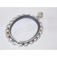 Sterling Silver Pendant 40mm x 30mm (Scalloped Edge)