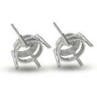 Sterling Silver Round 4 Claw Double Gallery Earrings
