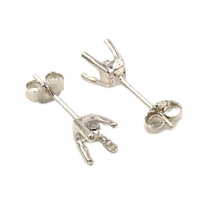 Sterling Silver Premium Round 4 Prong Earring Setting-Sold as a pair - with backs