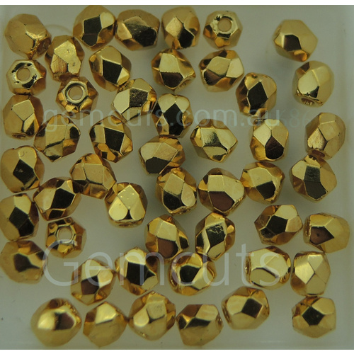 Fire Polish Spacer Beads 3mm 24K Gold Plate