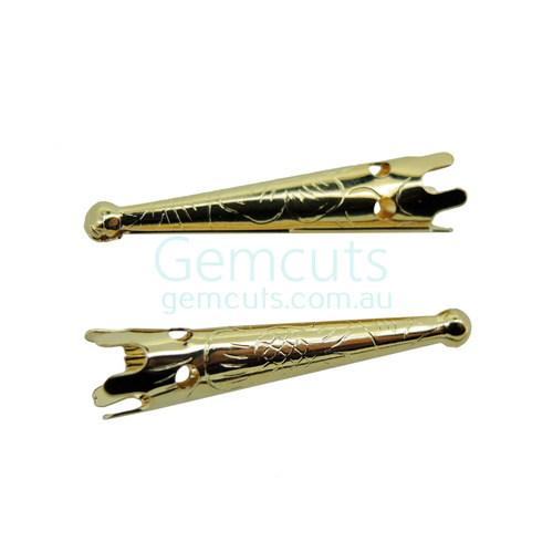 Bolo Cord End Caps - PAIR - Stamped Fancy Gold Colour