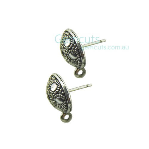 Antique Look Ear Stud Pair With Jump Ring