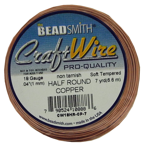 Craft Wire 18GA Half Round - Copper
