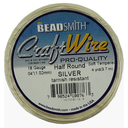 Craft Wire 18GA Half Round - Silver