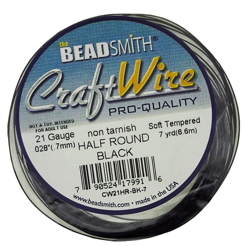 Craft Wire 21GA Half Round - Black