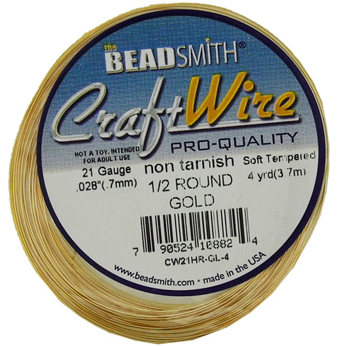 Craft Wire 21GA Half Round - Gold