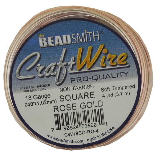 Craft Wire 18GA Square - Rose Gold