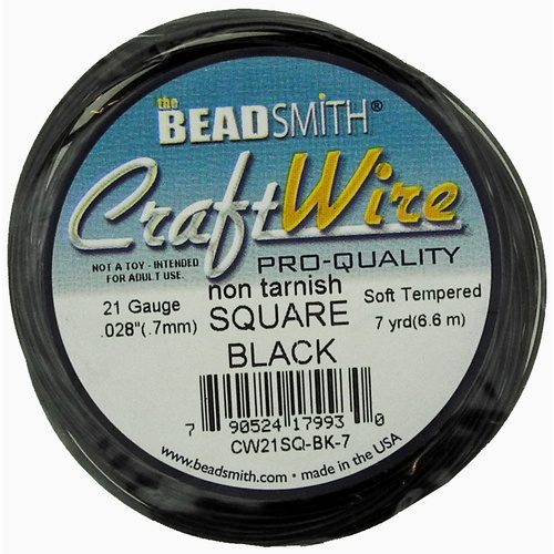 Craft Wire 21GA Square - Black