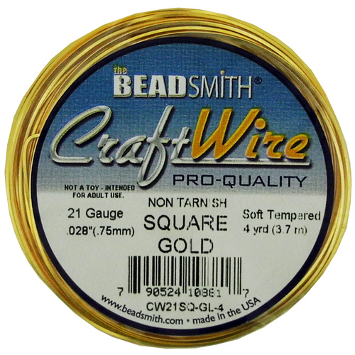 Craft Wire 21GA Square - Gold