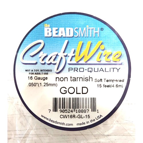 Craft Wire 16GA Round Tarnish Resistant Gold