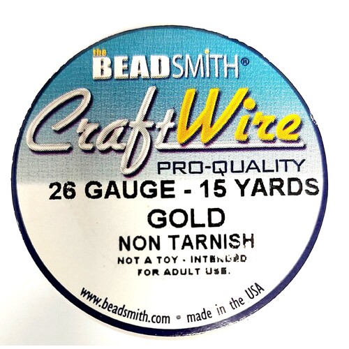 Craft Wire 26GA Round Tarnish Resistant Gold