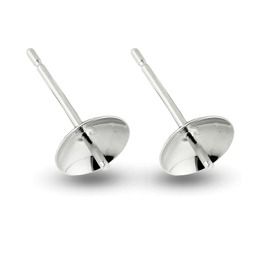 Sterling Silver Pearl Cup Studs Earring 6mm -  Sold as a pair including backs