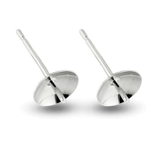 Sterling Silver Pearl Cup Studs 6mm -  Sold as a pair including backs